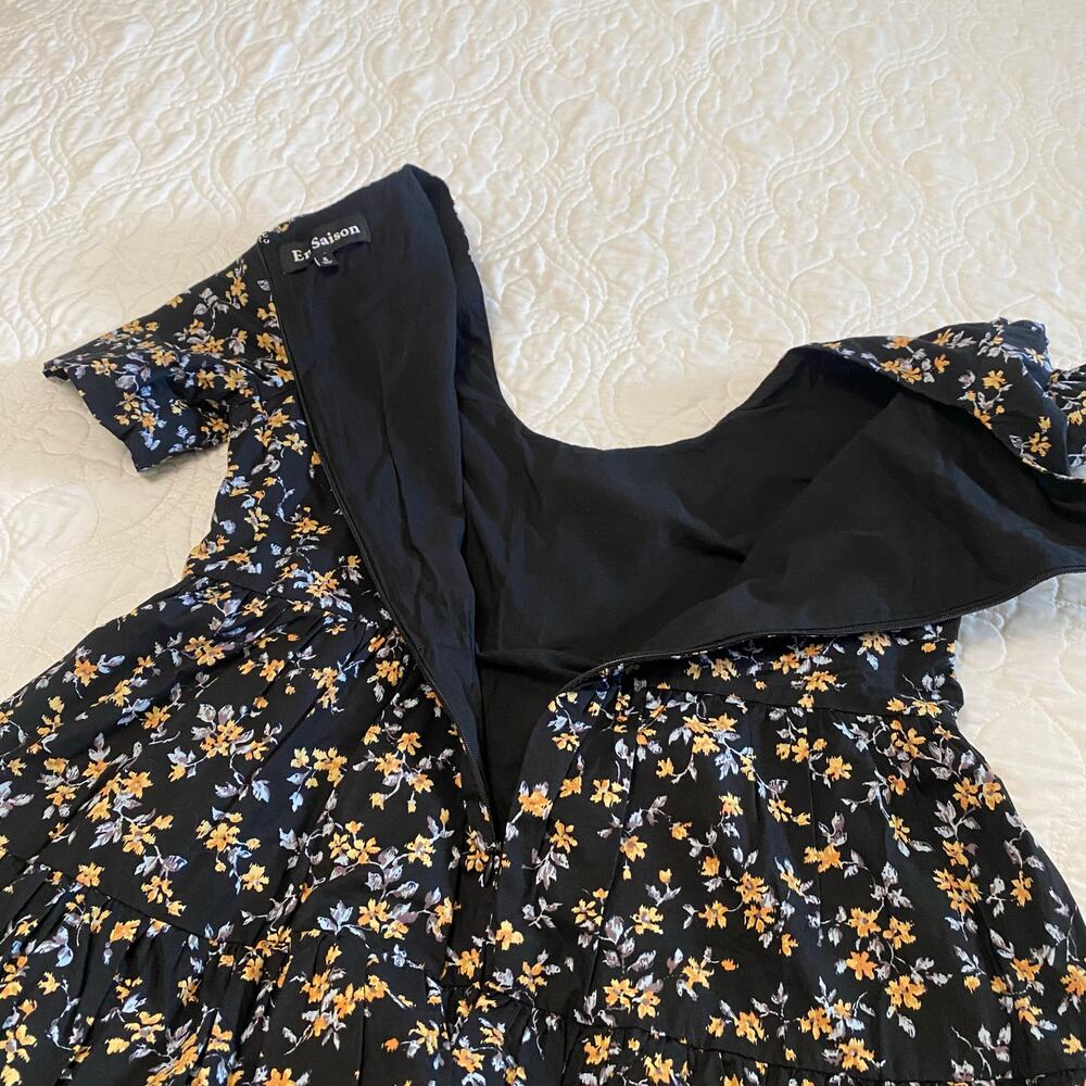 En Saison Floral Mini Dress Women’s Size Small Tiered Prairie Cottagecore - Picture 5 of 9